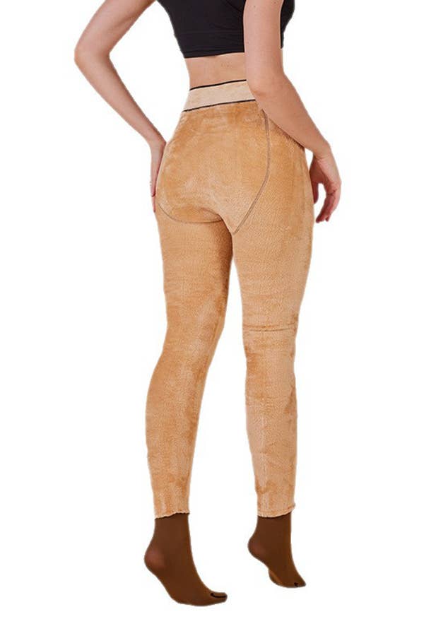 Winter warm fleece tights w/ sculpting butt tight