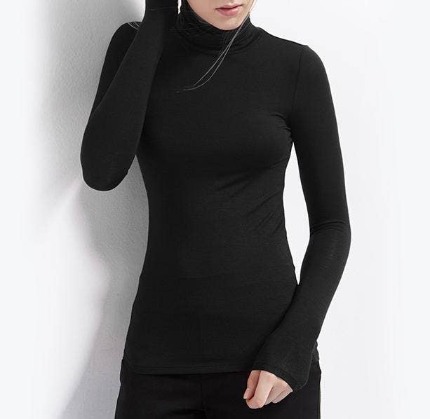 Soft turtleneck long-sleeve t-shirt