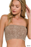 Premium washed seamless rib bandeau top bra