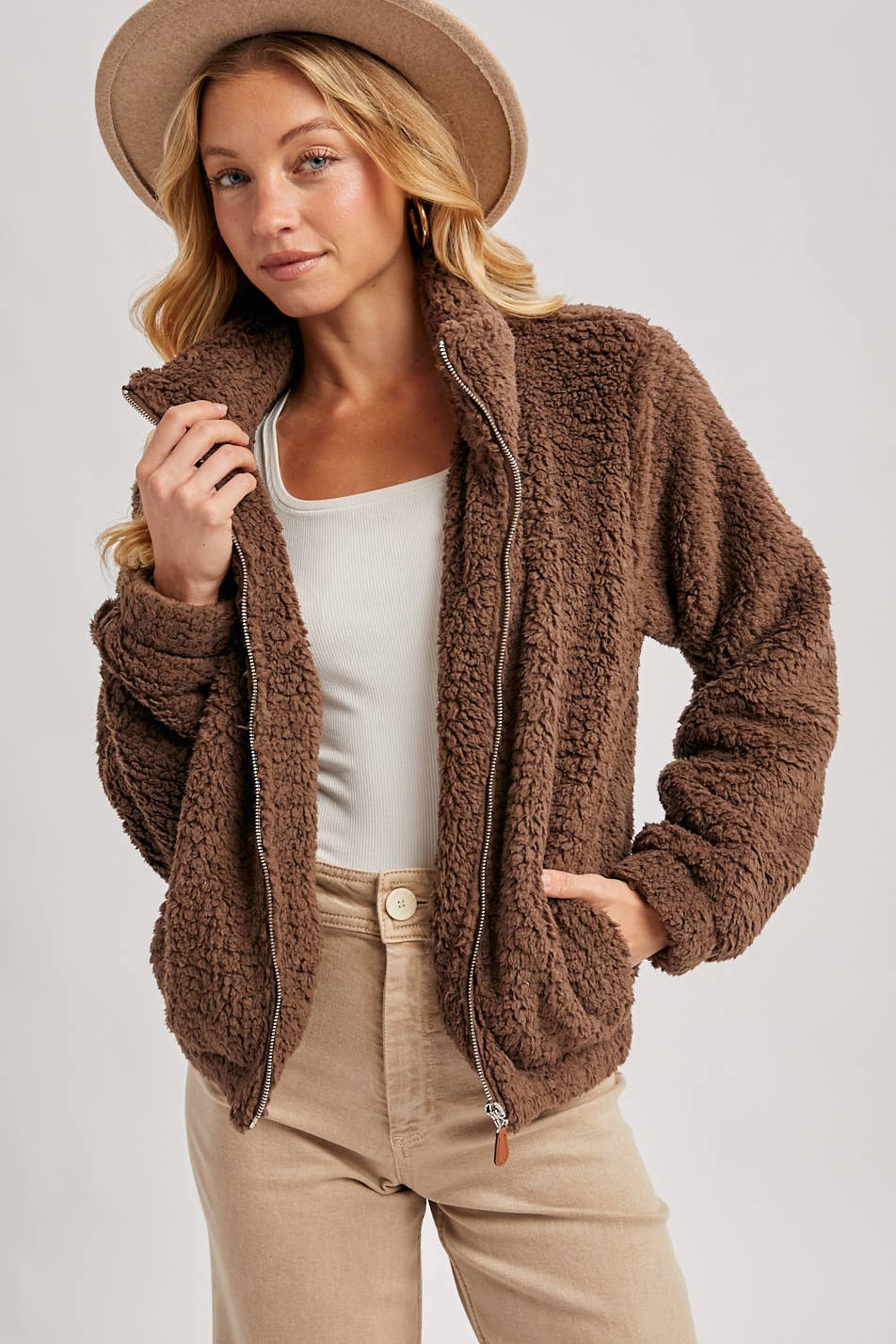 FLEECE ZIP UP TEDDY JACKET