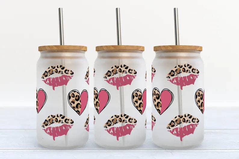 Hearts & Kisses Valentines Day Seasonal 16oz Libbey Glass Tumbler