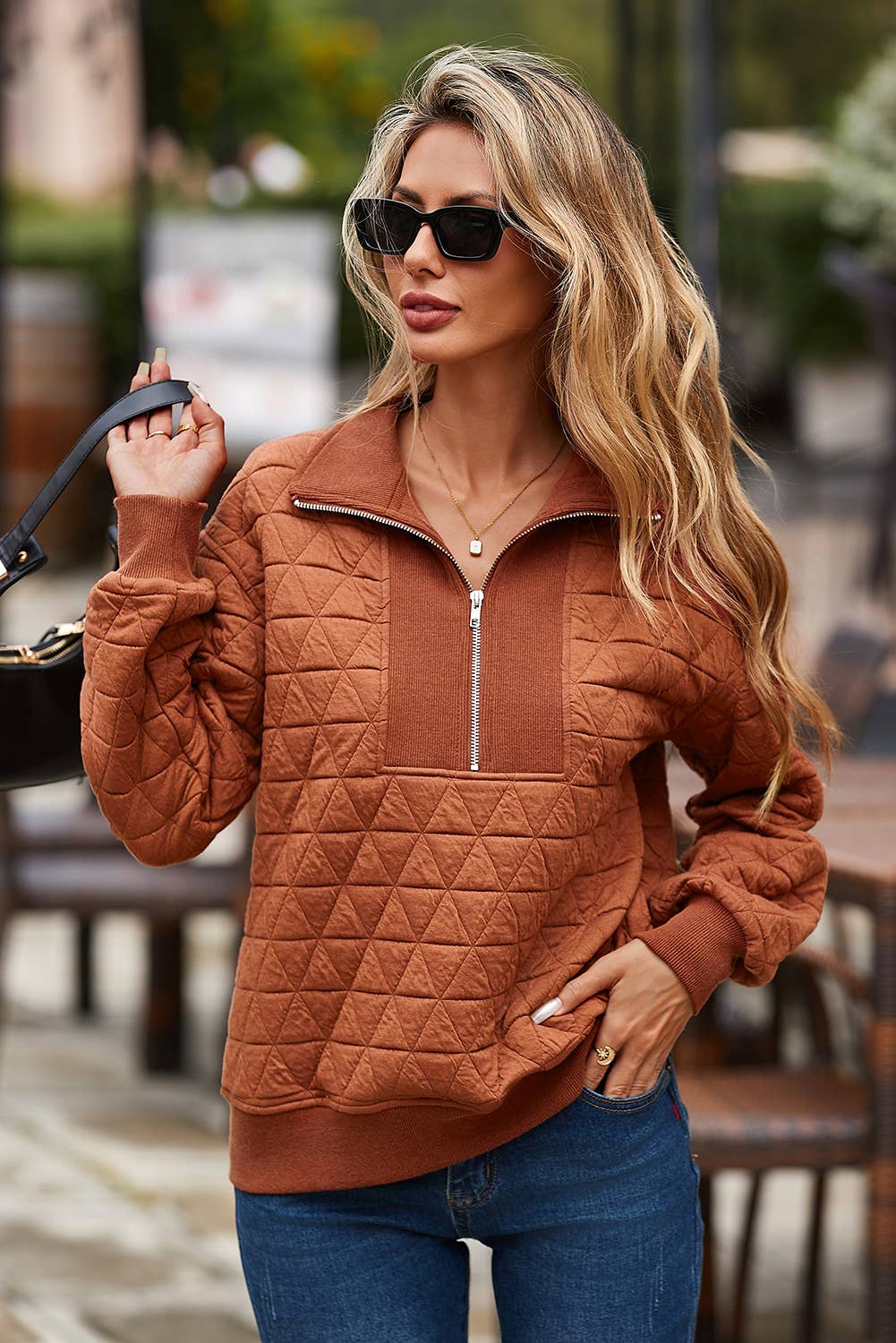 Solid Casual Shift V Neck Pullover Sweatshirt