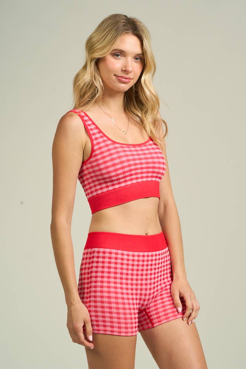 GINGHAM TANK TOP & SHORTS SET (PRE🤍ORDER)