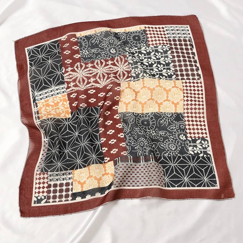 LARGE MIX PATCH FLORAL PRINT BANDANA SCARF