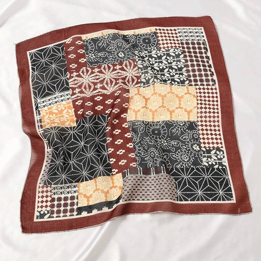 LARGE MIX PATCH FLORAL PRINT BANDANA SCARF