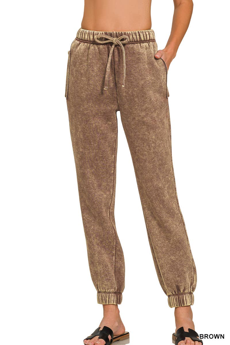 WASHED FLEECE SWEATS WITH POCKETS