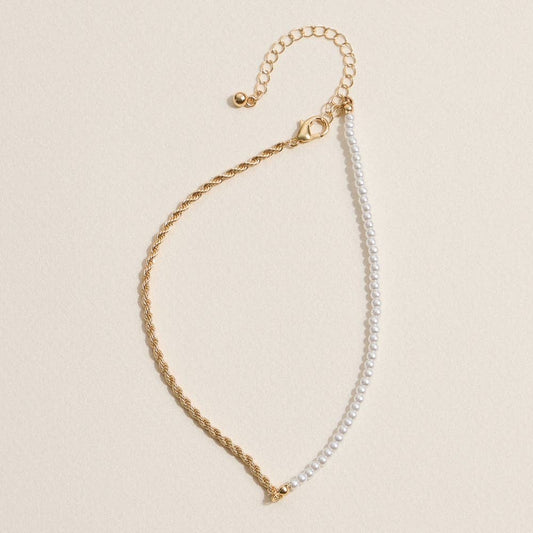 Pearl and Twisted Chain Anklet