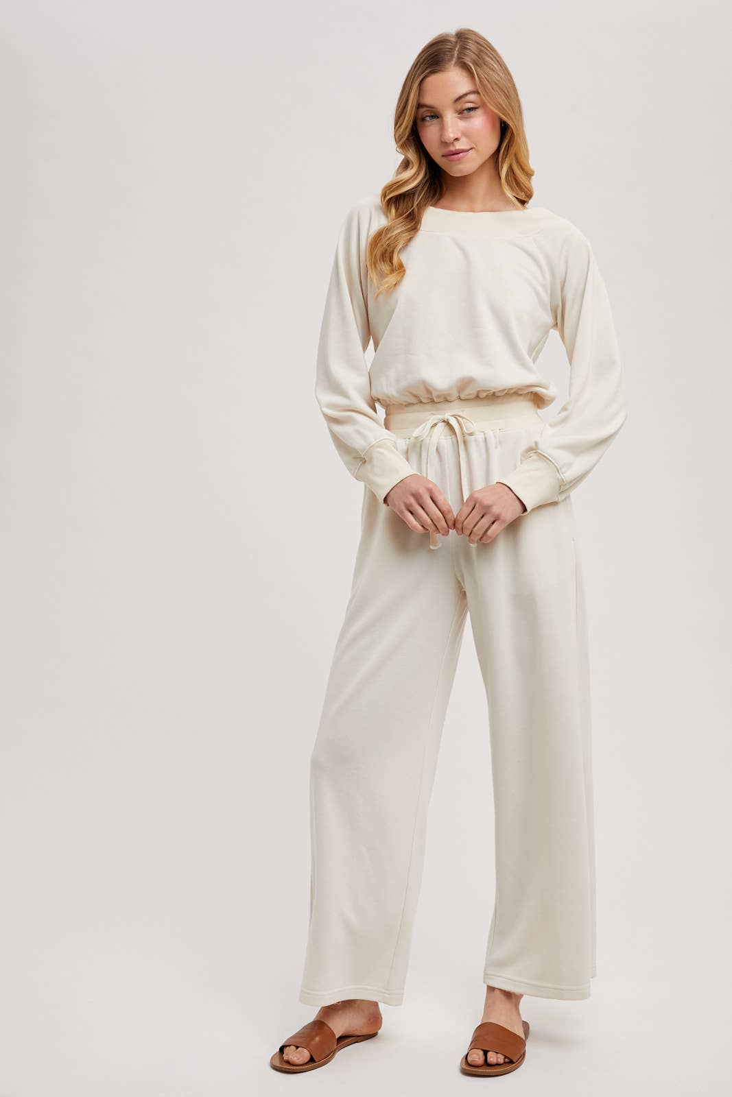 WIDE NECK OFF THE SHOULDER KNIT JUMPSUIT