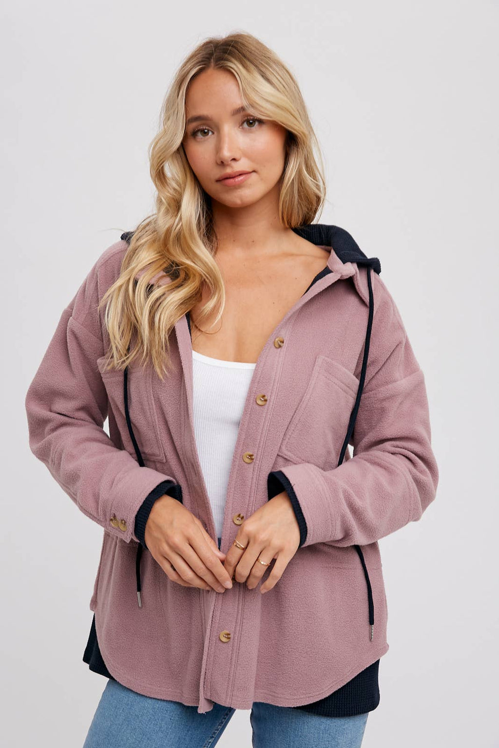 FLEECE HOODIE SHACKET