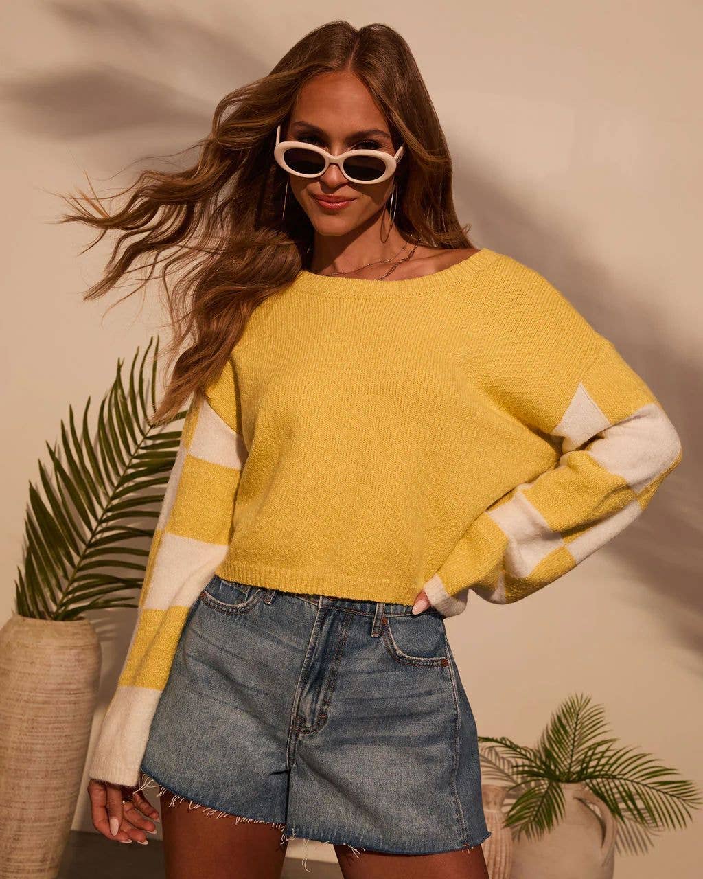 color-blocking long-sleeved sweater