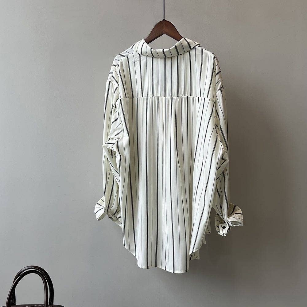 Striped button down cover up