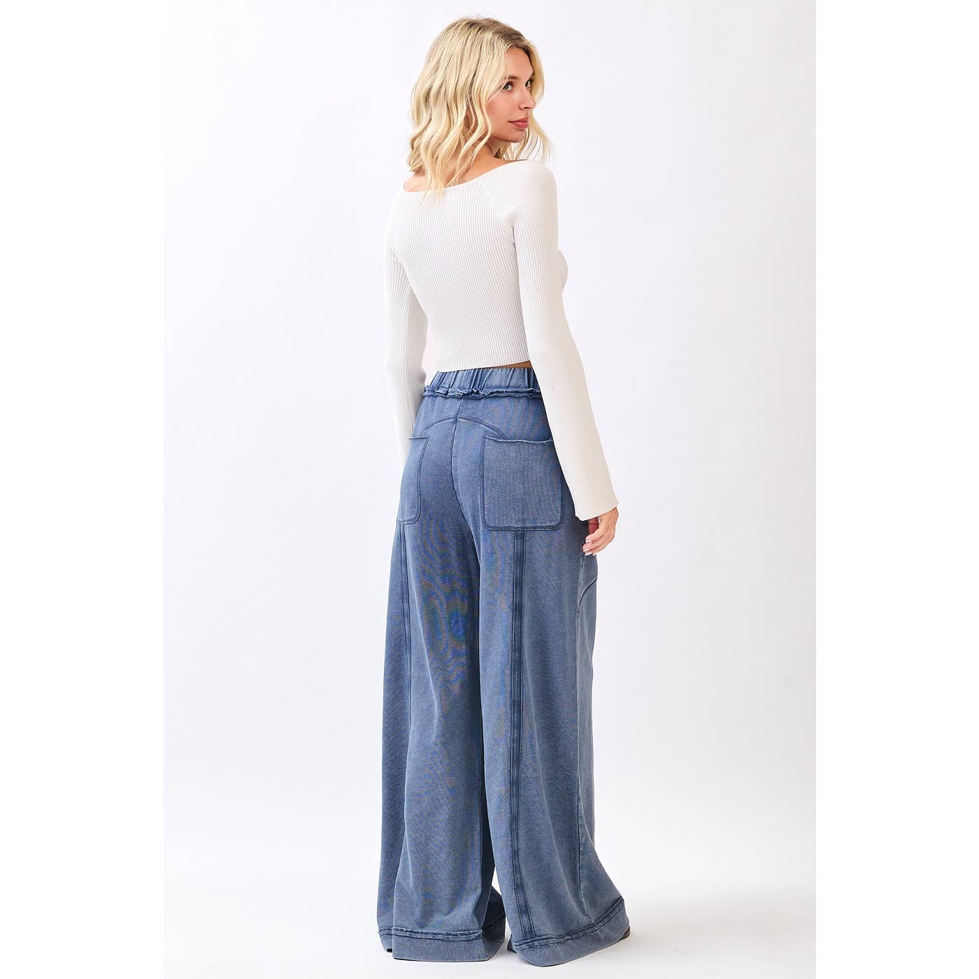 MINERAL WASH CURVED SEAM WIDE LEG PANTS (PRE🤍ORDER)