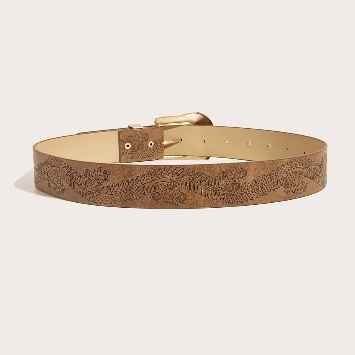 WESTERN STYLE HORSESHOE PRINT CAMEL BELT