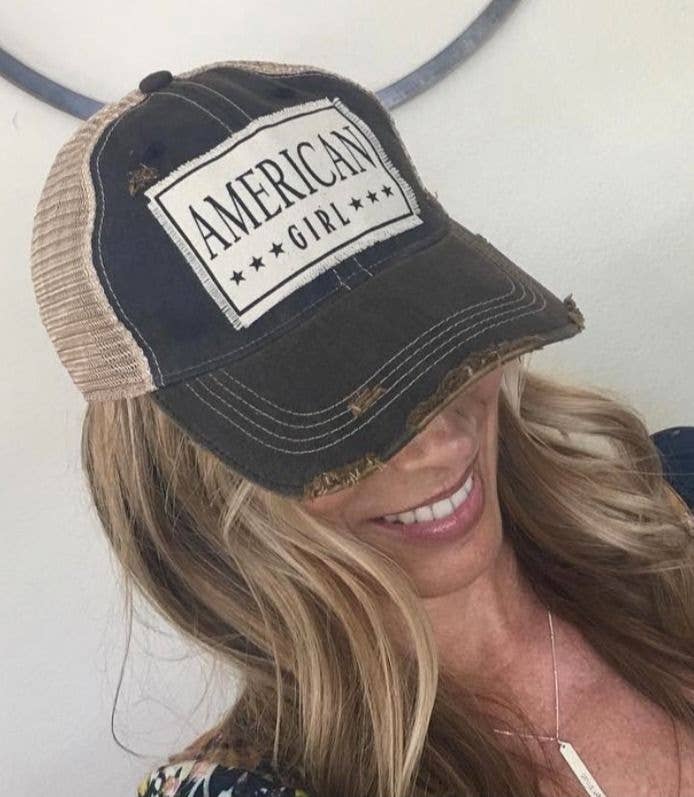 American Girl Distressed Trucker Hat Baseball Cap