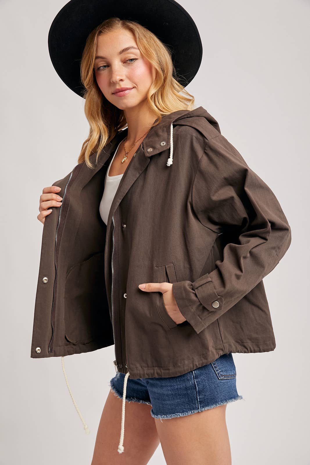 DRAWSTRING HOODED JACKET