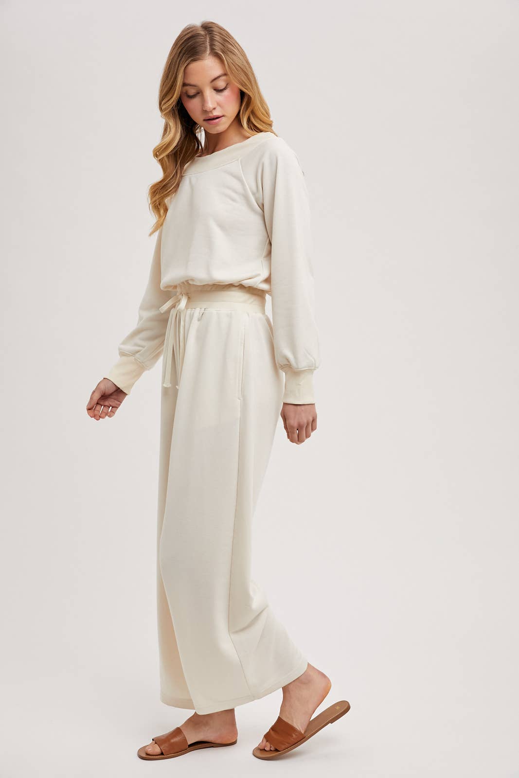 WIDE NECK OFF THE SHOULDER KNIT JUMPSUIT