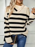 Stripes Button Long Sleeves Knitting Sweater