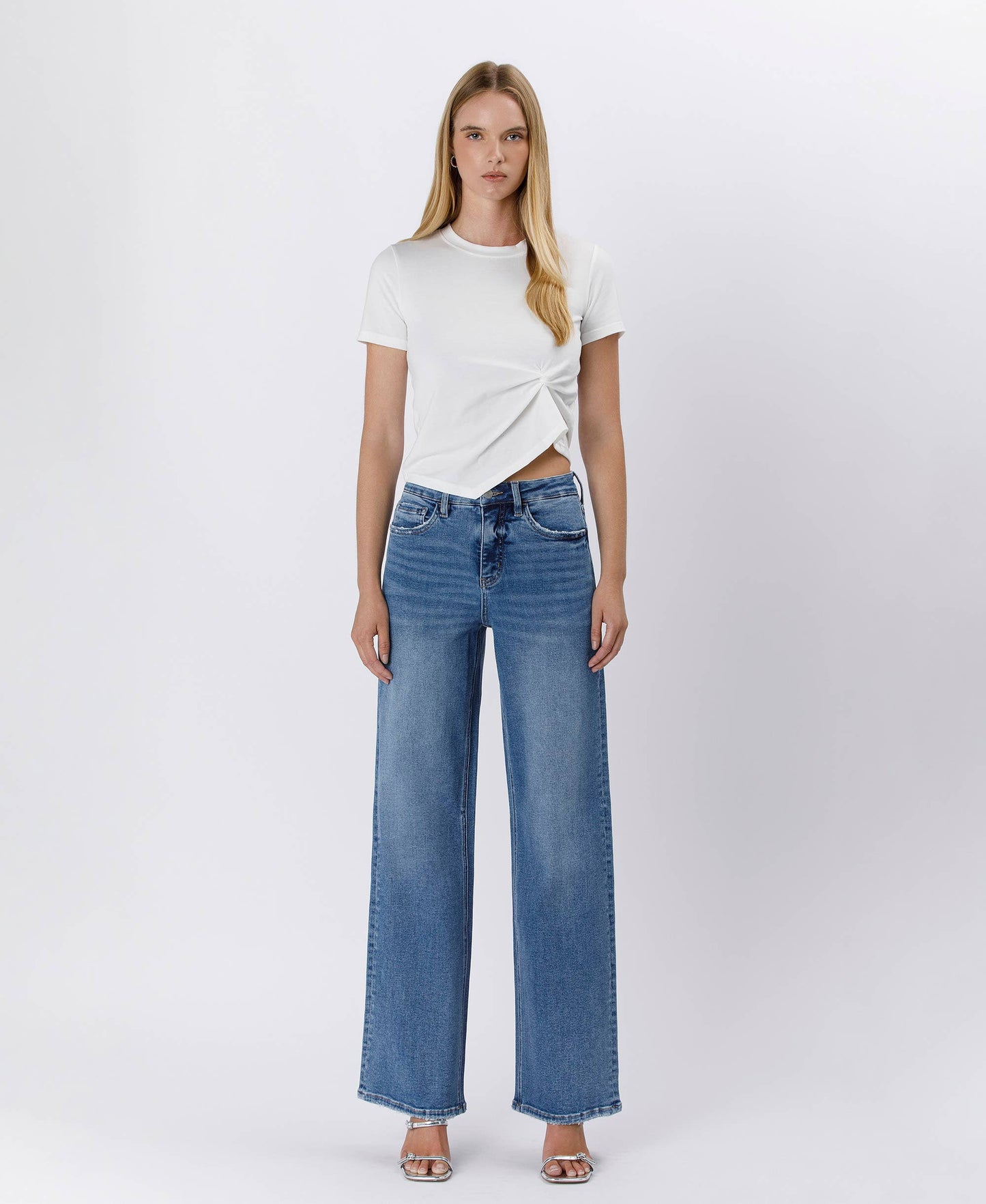 TUMMY CONTROL SUPER HIGH RISE BAGGY WIDE JEANS