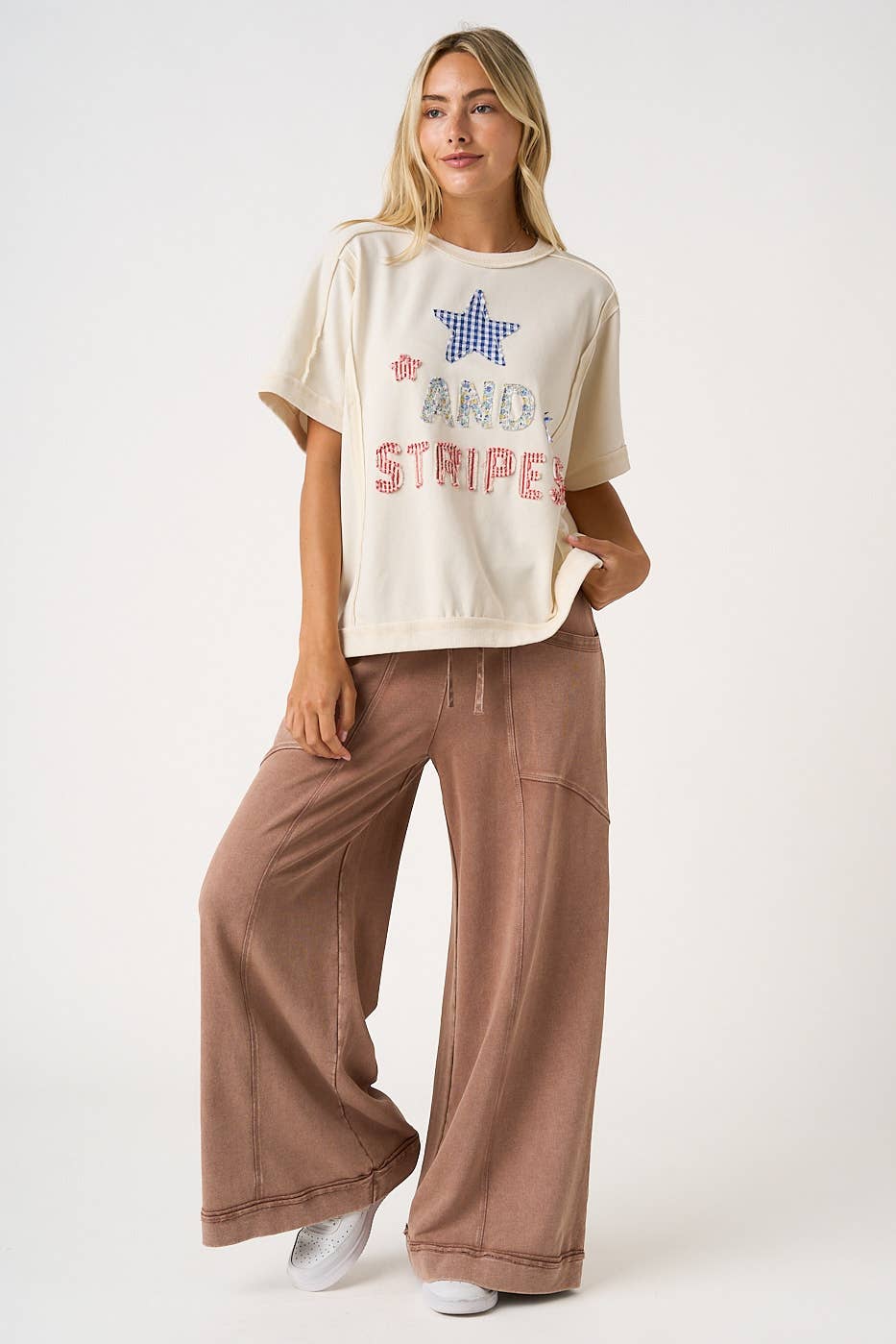 MINERAL WASH CURVED SEAM WIDE LEG PANTS (PRE🤍ORDER)