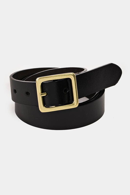 Genuine Leather Square Buckle Belt