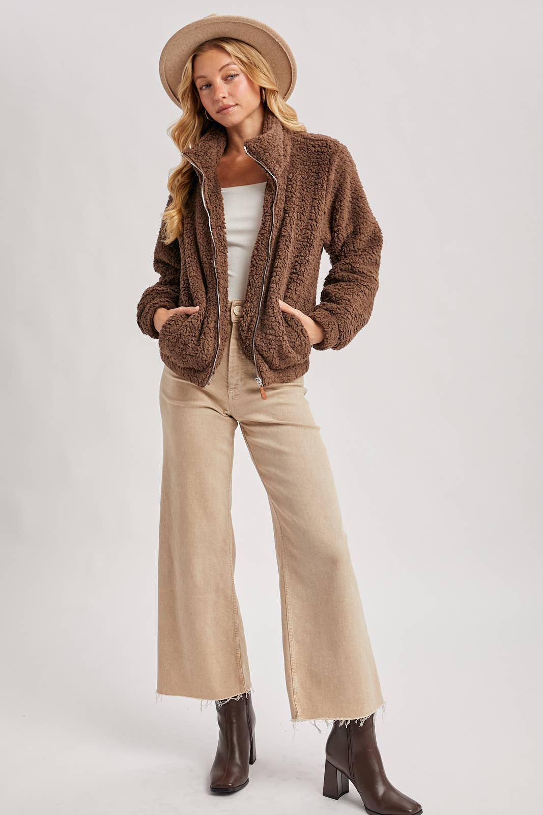 FLEECE ZIP UP TEDDY JACKET