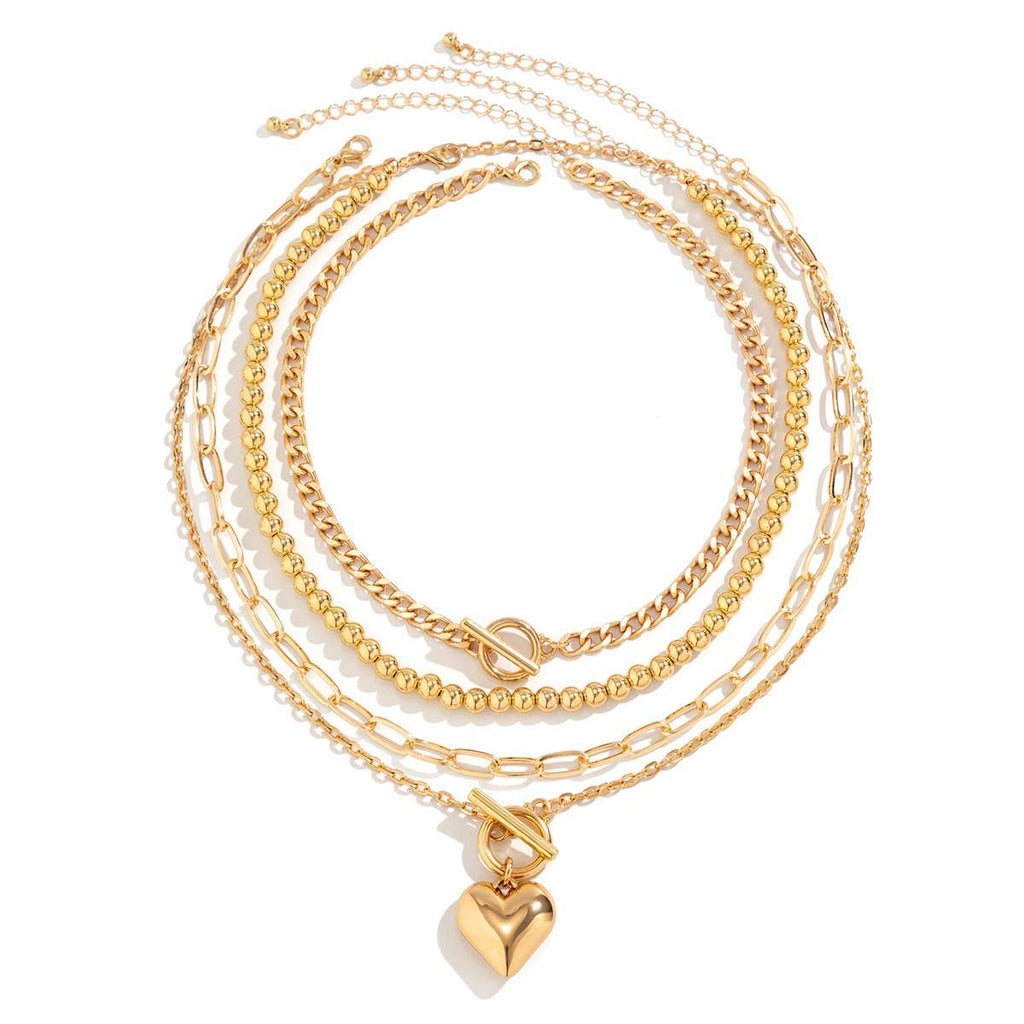 MULTILAYERED BUCKLE HEART-SHAPE NECKLACE