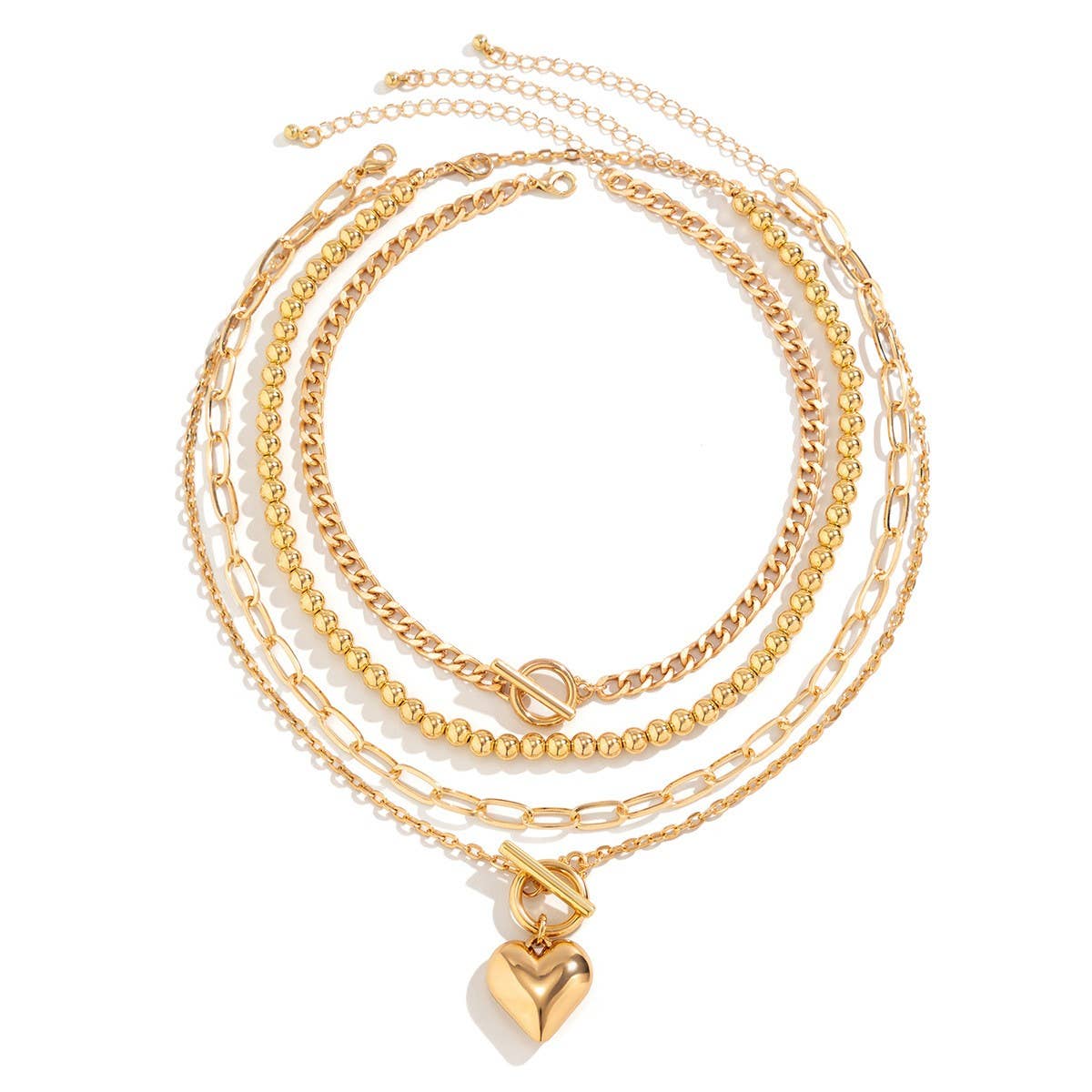 MULTILAYERED BUCKLE HEART-SHAPE NECKLACE