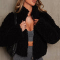 Plush cropped coat jacket