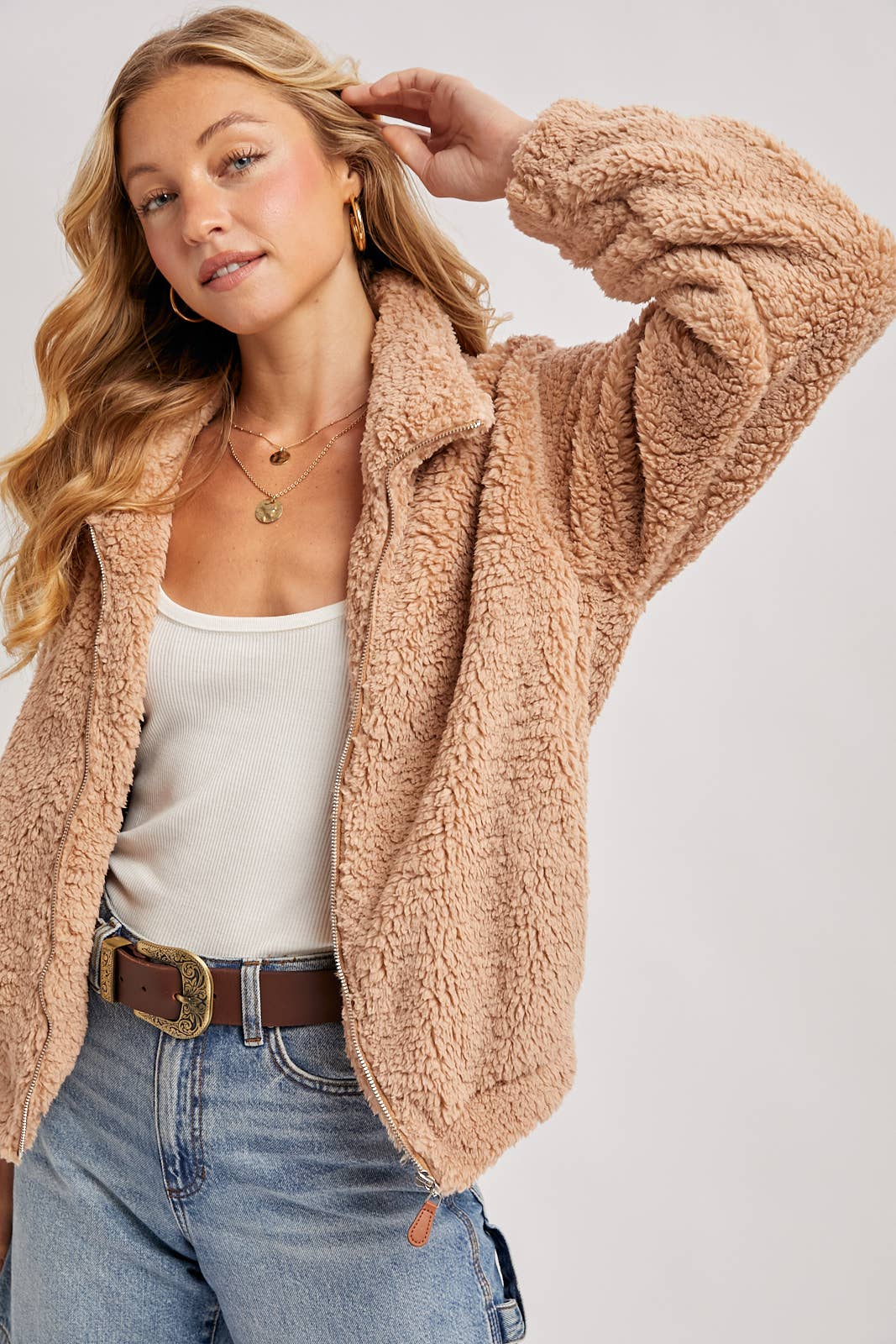 FLEECE ZIP UP TEDDY JACKET