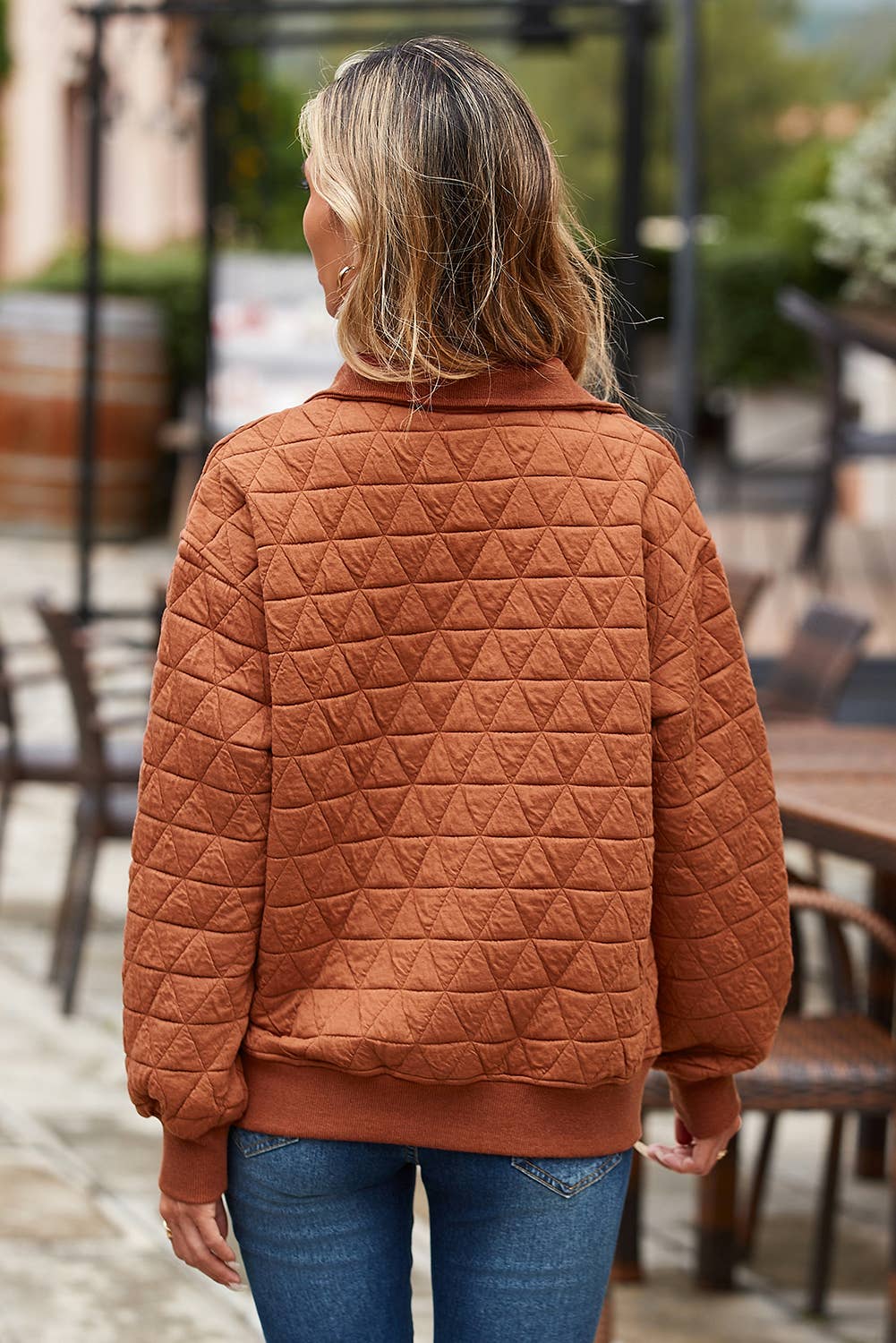 Solid Casual Shift V Neck Pullover Sweatshirt