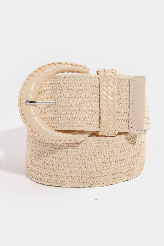Braided Crescent Buckle Elastic Belt