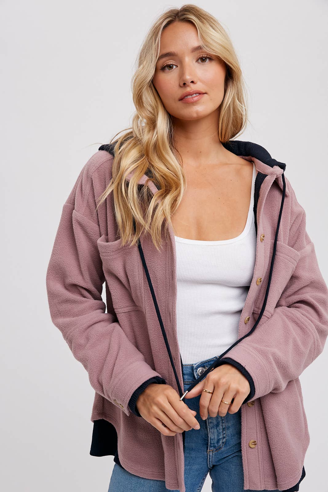 FLEECE HOODIE SHACKET