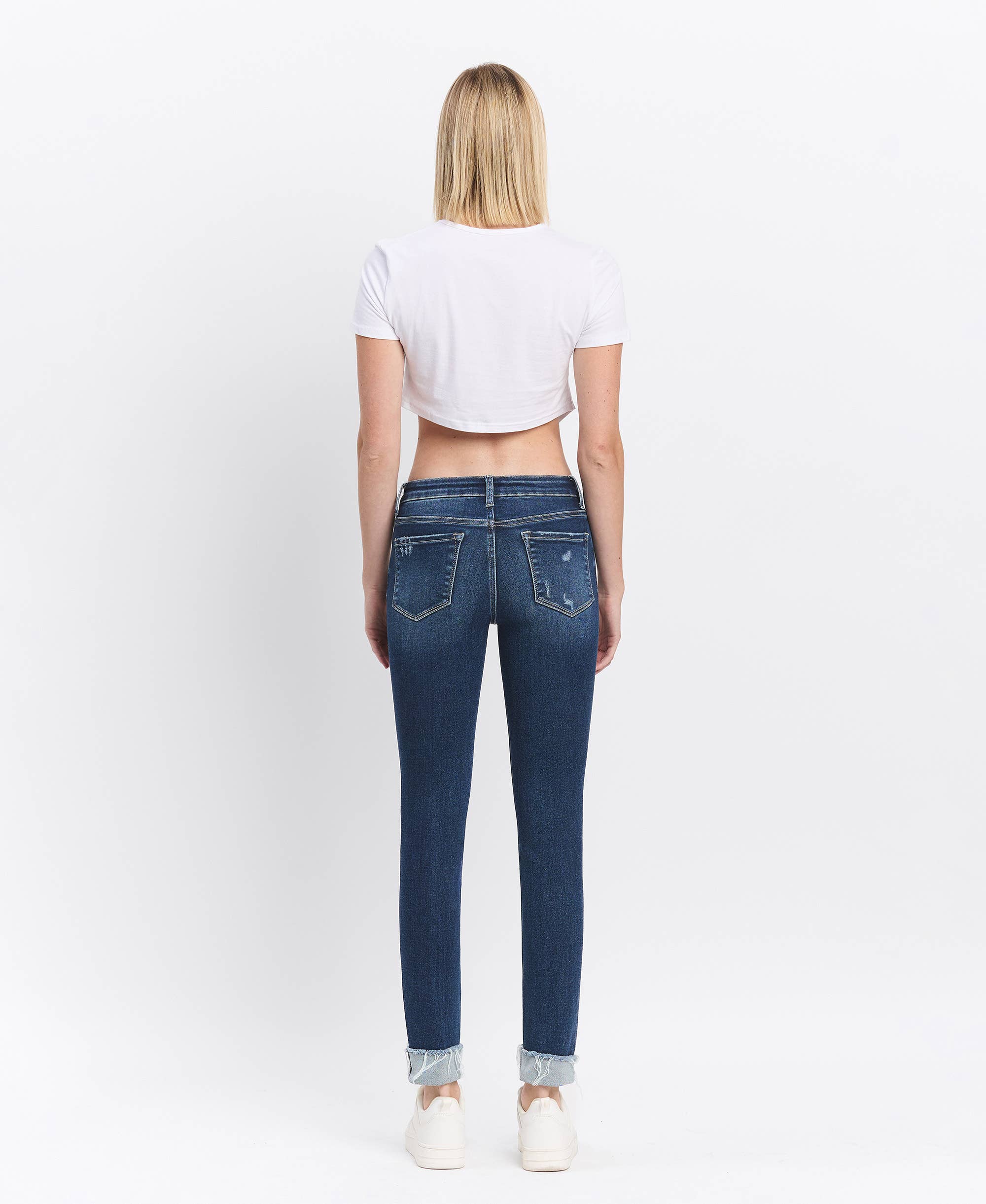 MID RISE CUFFED SKINNY JEANS