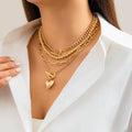 MULTILAYERED BUCKLE HEART-SHAPE NECKLACE