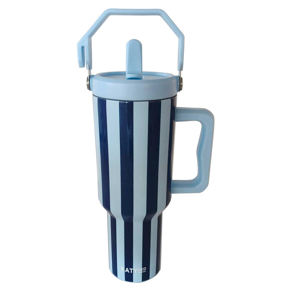 Light Blue and Navy Striped 38 Oz Cabana Jug Tumbler (PRE🤍ORDER)