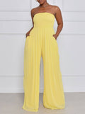 Stylish Bandeau Casual High-Waisted Wide-Leg Jumpsuit