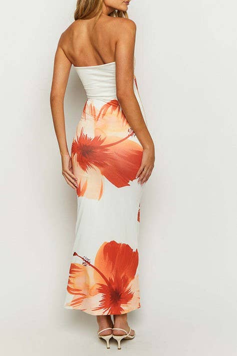Hibiscus Floral sleeveless tube dress