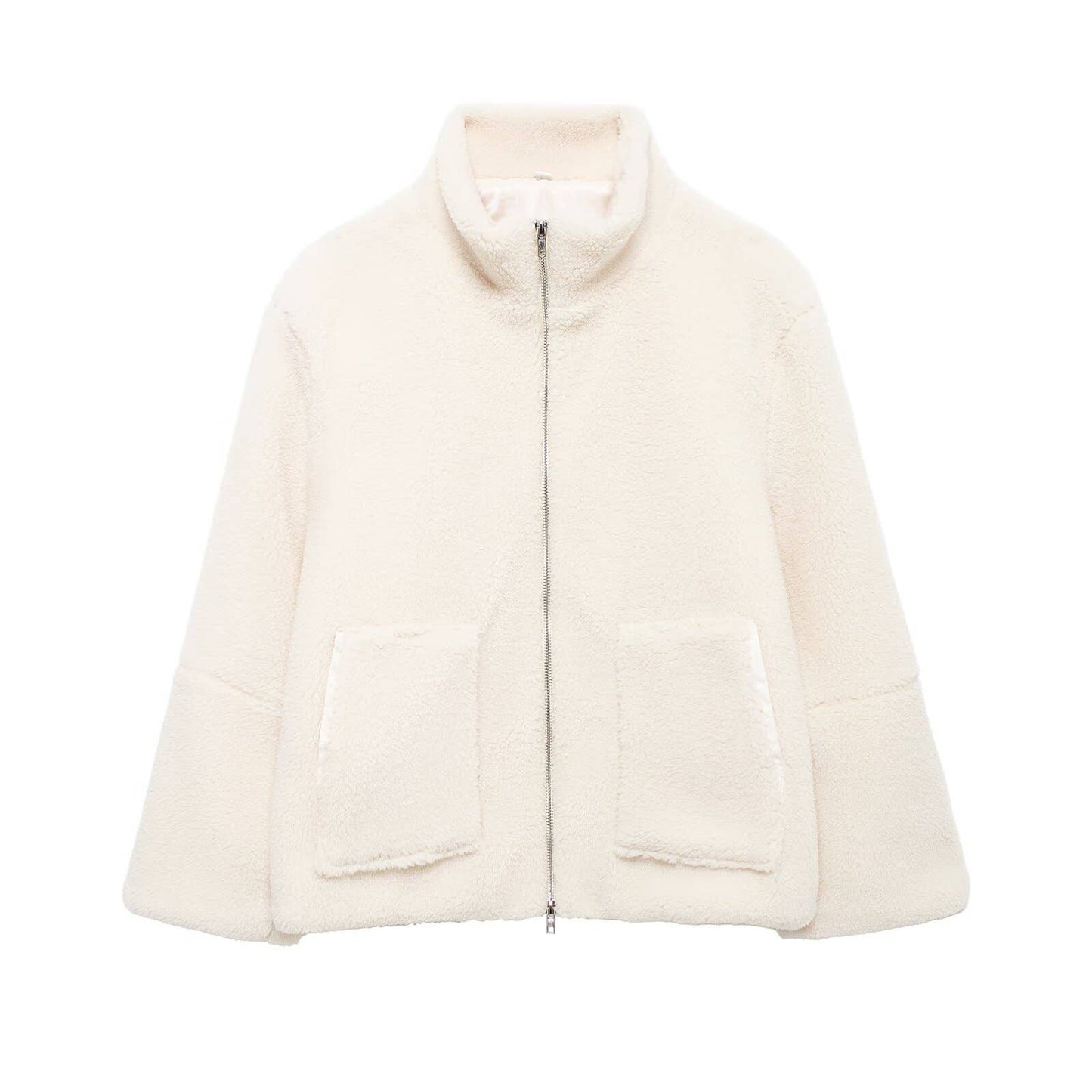 Slouchy Sherpa fleece Turtleneck Jacket