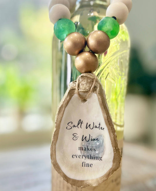 Saltwater & Wine Make Everything Fine - Beaded Bottle Charm