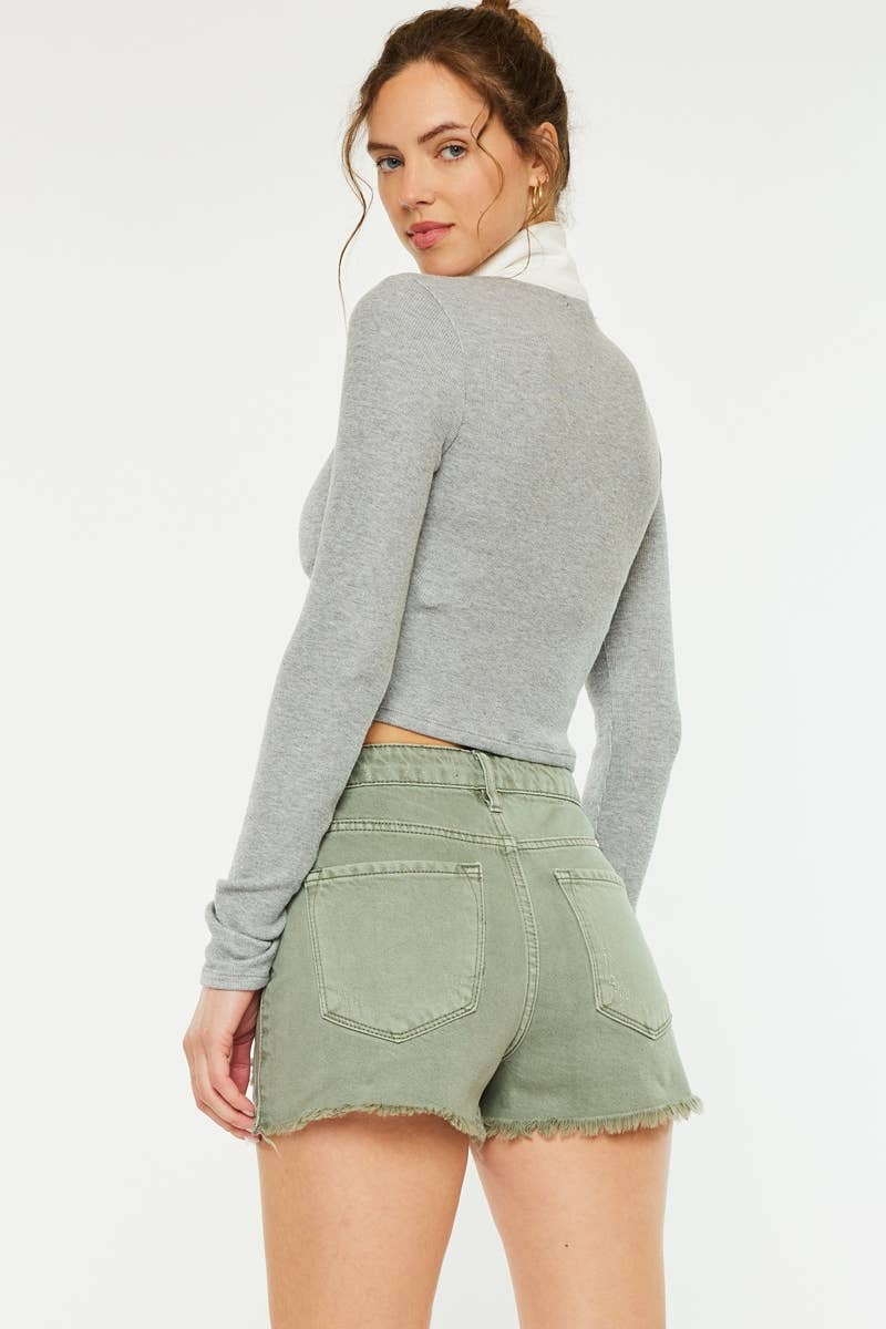 Olive Denim Shorts (PRE🤍ORDER)