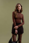 DRAPE TURTLENECK CROPPED KNIT SWEATER