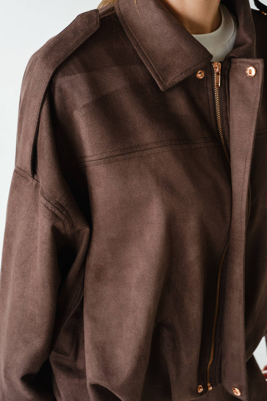 SUEDE-FINISH ZIP-FRONT JACKET (PRE🤍ORDER)