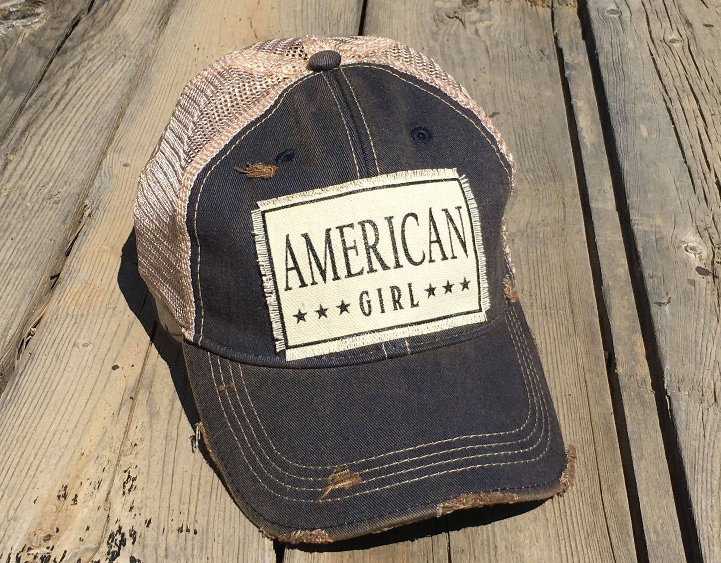 American Girl Distressed Trucker Hat Baseball Cap