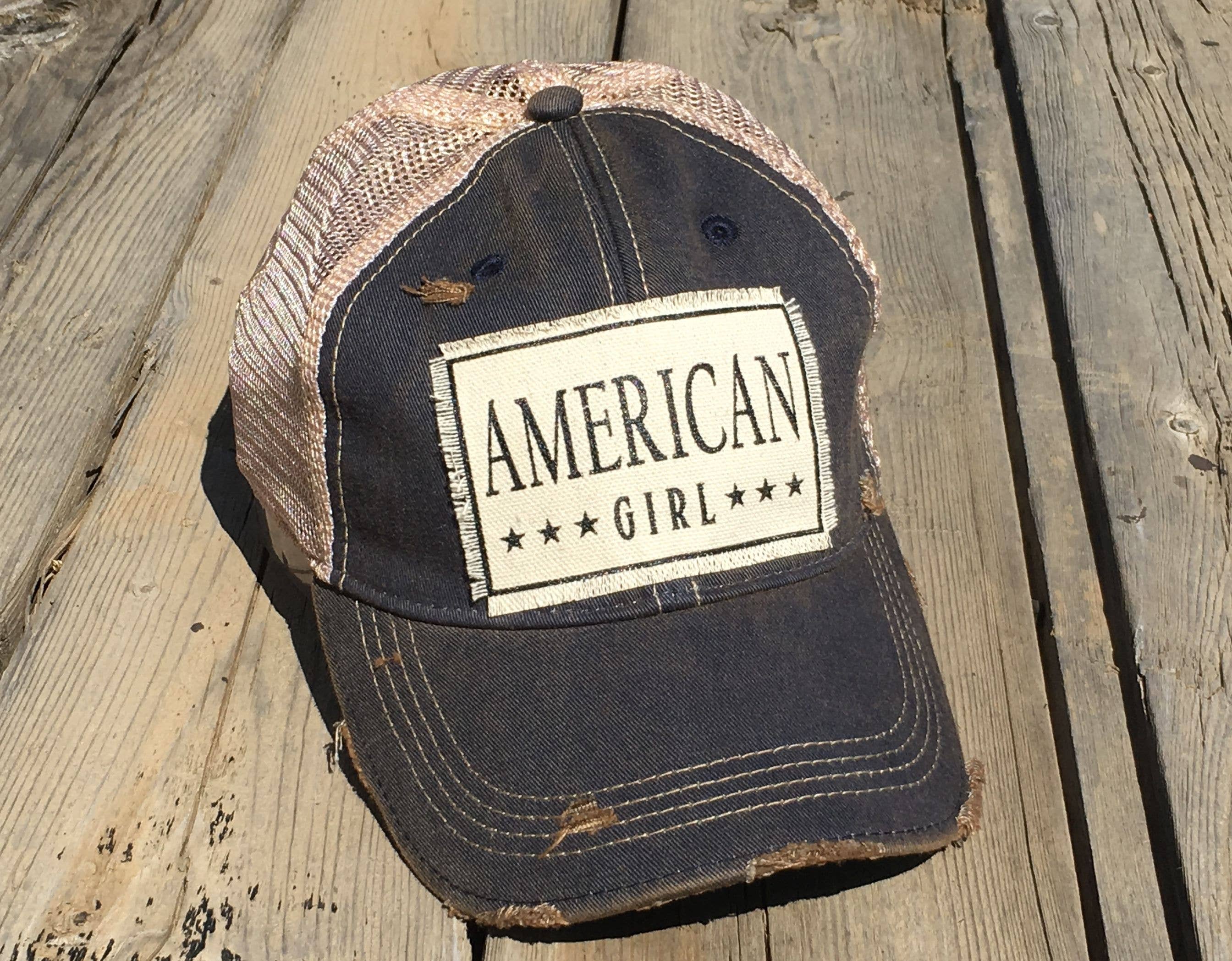 American Girl Distressed Trucker Hat Baseball Cap