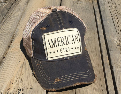 American Girl Distressed Trucker Hat Baseball Cap