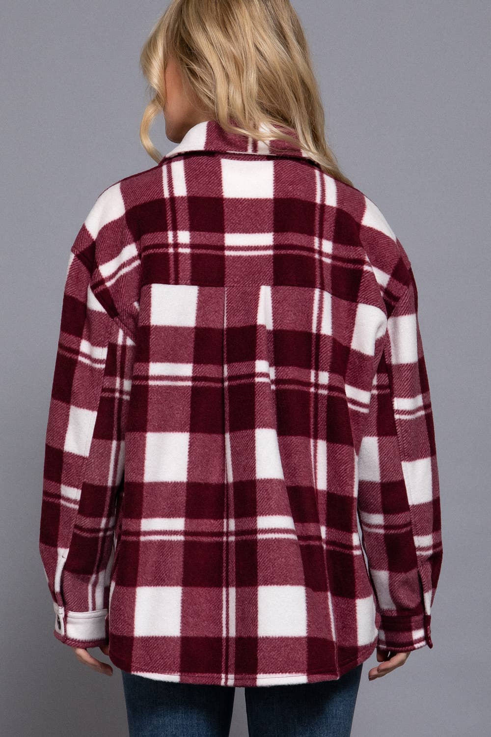 Long Sleeve Check Printed Fleece Shacket (PRE🤍ORDER)