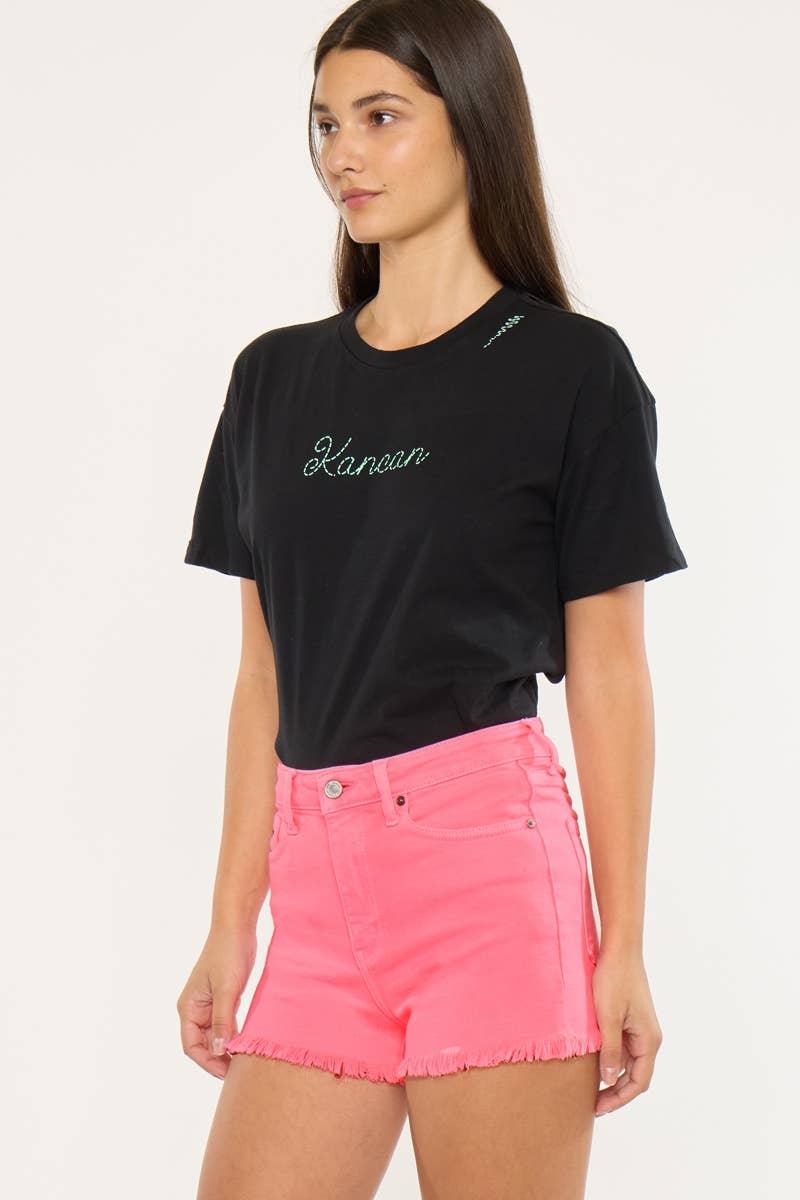 HIGH RISE NEON PINK DENIM SHORTS (PRE🤍ORDER)