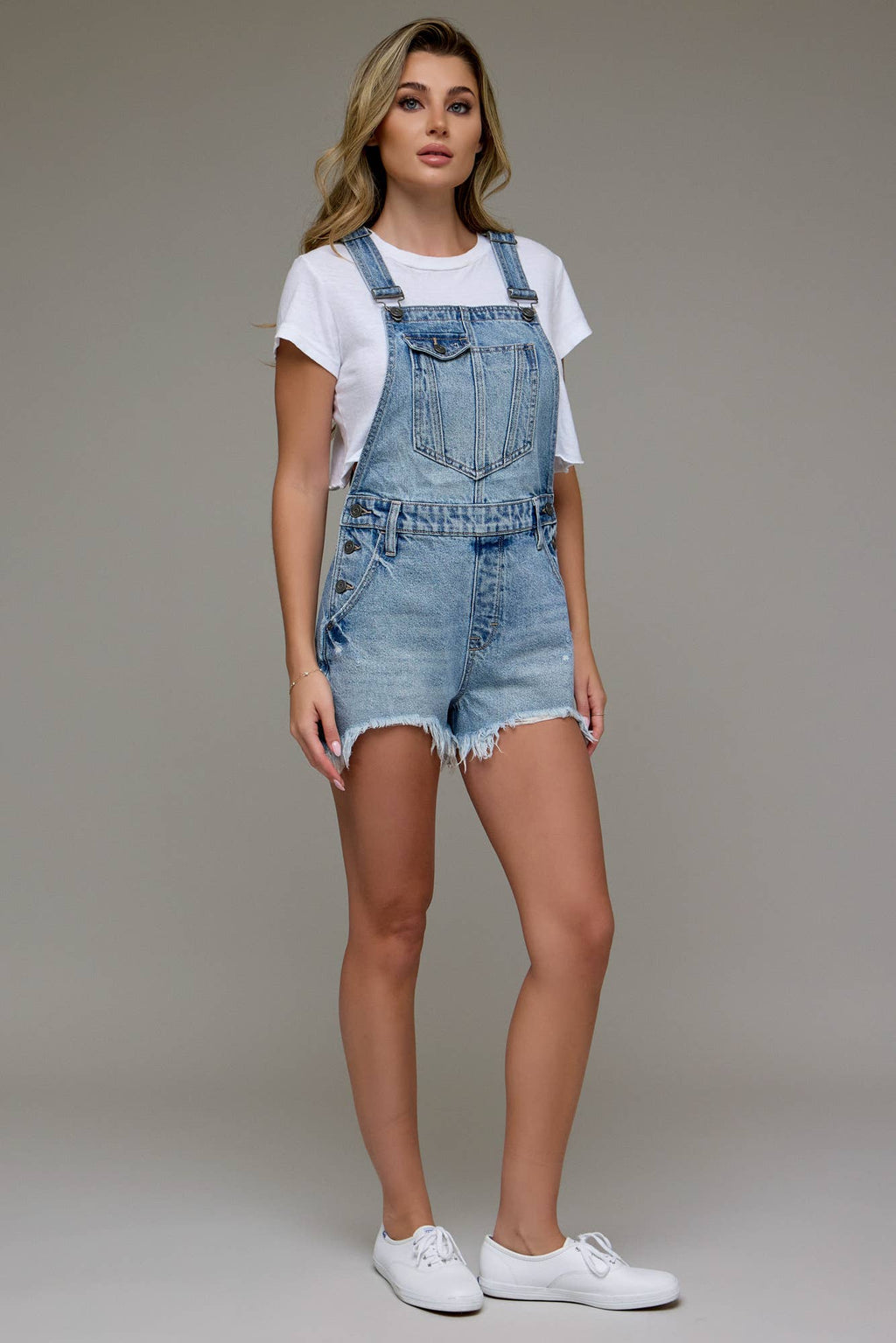 Dylan Frayed Hem Short Overalls