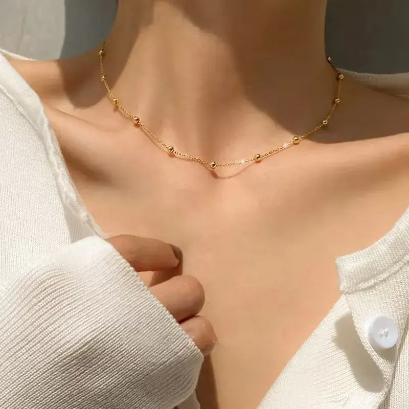 Gold Bead Chain Necklace