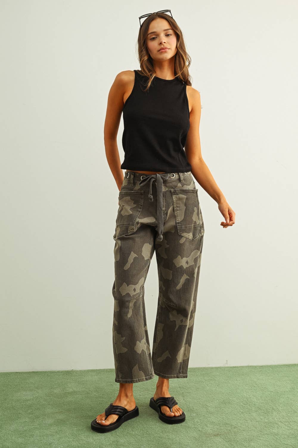 CAMO PRINT PANTS WITH BELT (PER🤍ORDER)